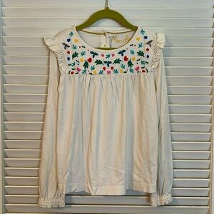 Mini Boden Embroidered Floral Long Sleeve Top Size 7-8y